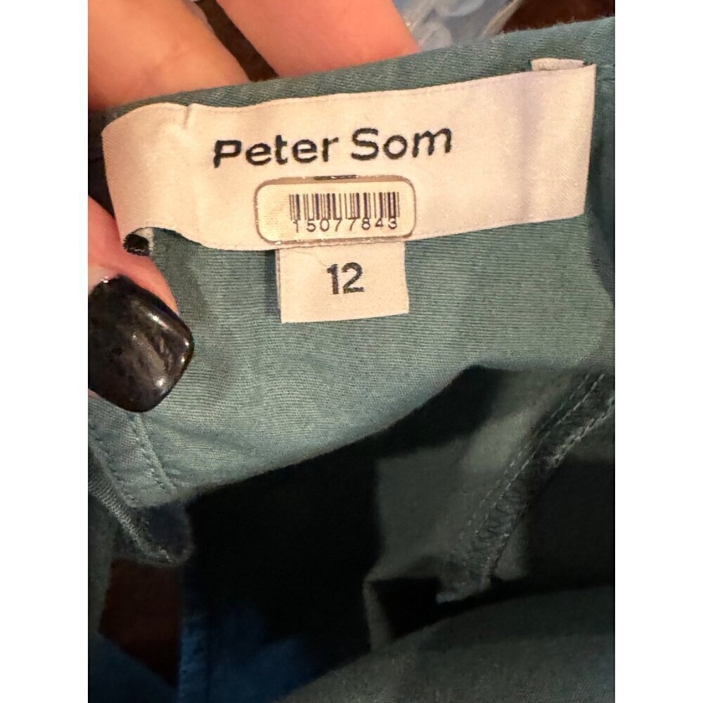 Peter Som Collective Dress Womens 12 Green Puff Sleeve Tie Fit And‎ Flare Mini - Picture 11 of 12